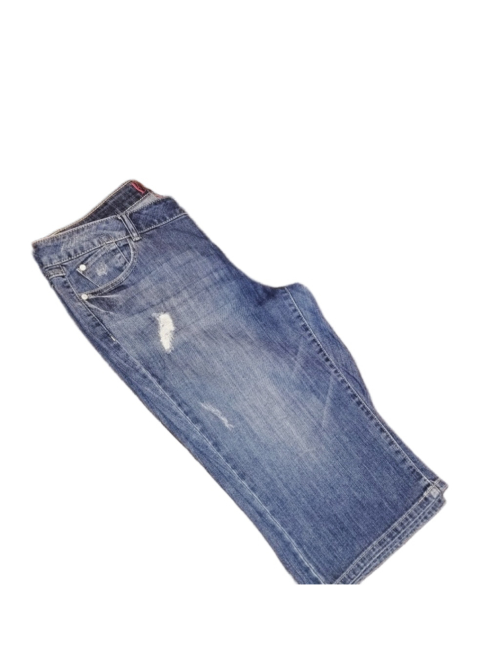 Elle Distressed Blue Jean Bermuda Shorts
